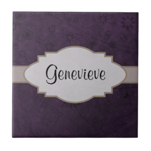 Placa de Abstrato Floral Retro-Roxo