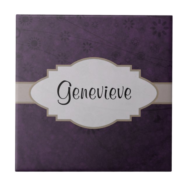 Placa de Abstrato Floral Retro-Roxo (Frente)