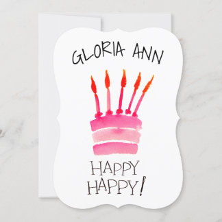 Placa de Água de Bolo Rosa Feliz de Aniversário