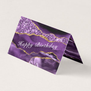 Placa de Aniversário Agate Purple Dourada Glitter 