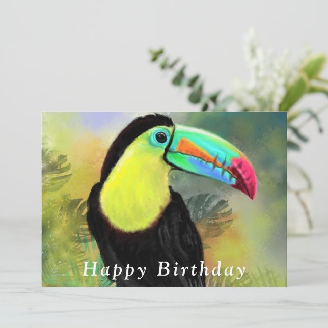 Placa de aniversário com o Toucan Bird (Em pé/Frente)