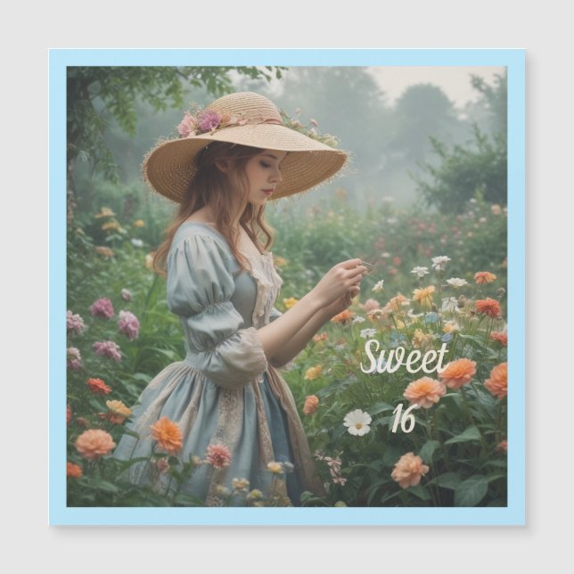 Placa de aniversário magnética Vintage Sweet 16 (Frente)