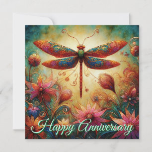 Placa de Aniversário Personalizada Floral Dragonfl