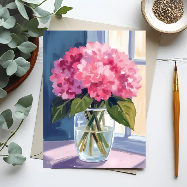 Placa de Aquarela com Buquê de Flor Hidrangea Vase (Criador carregado)