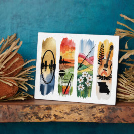 Placa de Arte em Aquarela do Missouri | Placa com