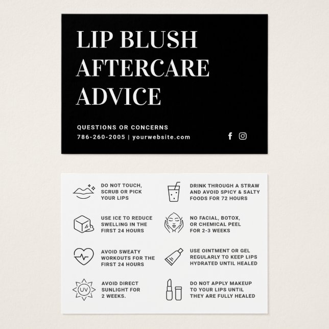 Placa de Atenção de Tatuagem do Lip Negra Moderno (Frente & Verso)