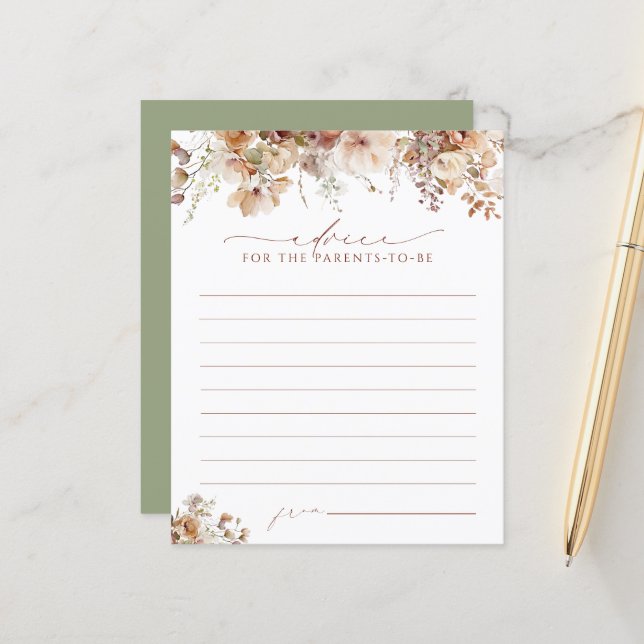 Placa de Aviso do Chá de fraldas Floral Elegante B (Frente/Verso In Situ)