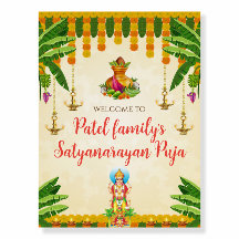 Placa de boas-vindas à Satyanarayan katha Placas d