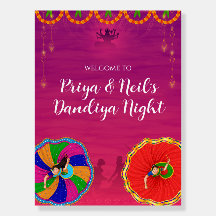 Placa de Boas-vindas da Noite de Dandiya Placa da