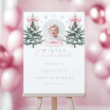 Placa de Boas-Vindas de Aniversário de Um Ano Pink