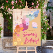 Placa de Boas-Vindas de Aniversário Dopamina Flor