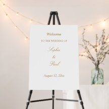 Placa de Boas-Vindas de Casamento Bege Dourado Bra