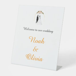 Placa de Boas-Vindas de Casamento com Letra Minima