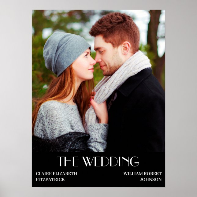 Placa de Boas-Vindas de Casamento com Poster de Fi (Frente)