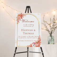 Placa de Boas-Vindas de Casamento de Outono Floral