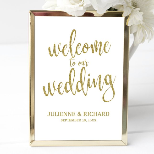 Placa de Boas-Vindas de Casamento Dourada Acessíve (Criador carregado)