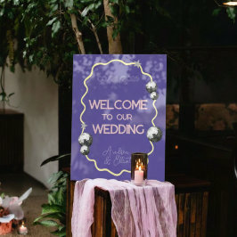 Placa de Boas-Vindas de Casamento em Acrílico Purp