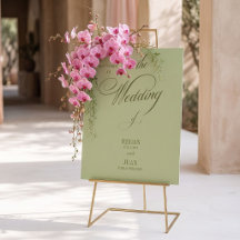 Placa de Boas-Vindas de Casamento em Rotulo Verde