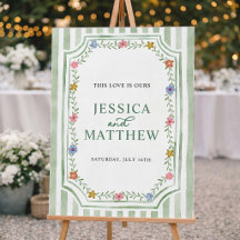 Placa de Boas-Vindas de Casamento Floral Listrada 