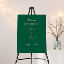 Placa de Boas-Vindas de Casamento Hunter Green Gol