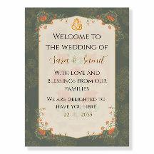 Placa de Boas-Vindas de Casamento Indiano Elegante