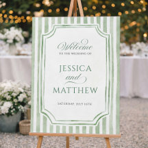 Placa de Boas-Vindas de Casamento Listrada em Verd