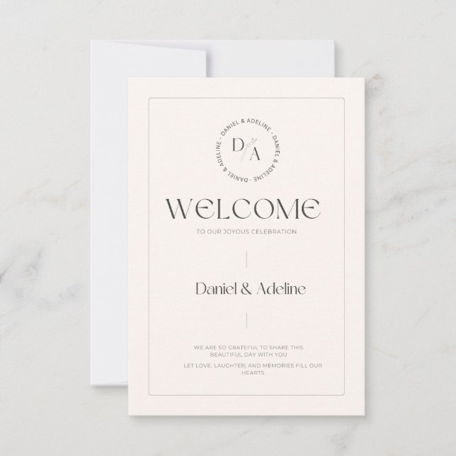 Placa de Boas-Vindas de Casamento Minimalista – Mo (Frente)