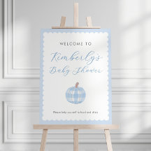 Placa de Boas-Vindas de Chá de Bebê Abóbora Azul B