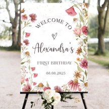Placa de boas-vindas do Jardim de Aniversário das