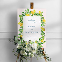 Placa de Boas-Vindas para Casamento de Limão
