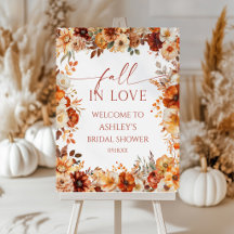 Placa de Boas-Vindas para Chá de Noiva Floral Fall