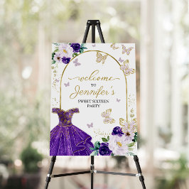Placa de Boas-Vindas Sweet 16 Vestido Floral Borbo