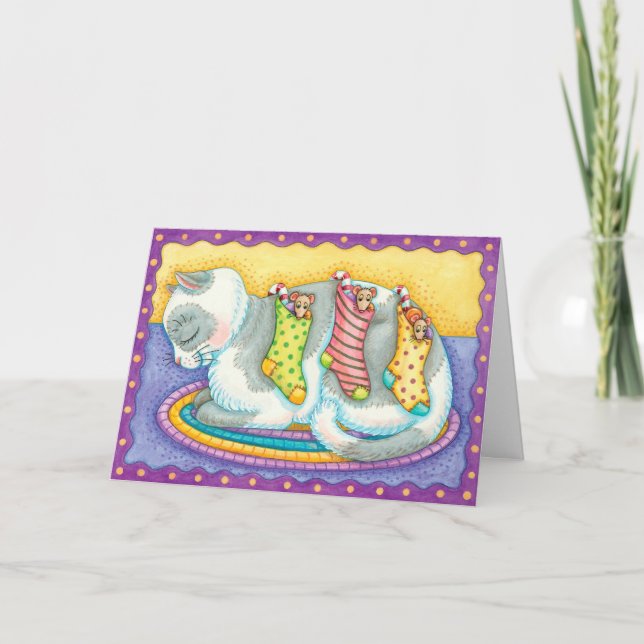 Placa de Cartões de natal de estocagem de gato e m (Frente)