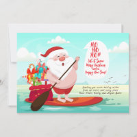 Placa de Cartões de natal de Papais noeis surfboar