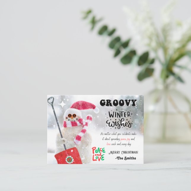 PLACA DE CARTÕES DE NATAL DO GROOVY WINTER WISHES (Em pé/Frente)