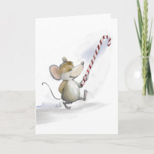 Placa de Cartões de natal do mouse feliz