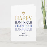Placa de Cartões de natal Feliz Hanukkah Chanukah<br><div class="desc">O design de folha de ouro simulado por "faaux" é incorporado neste design. Personalize o texto personalizado acima. Você pode encontrar itens de coordenação adicionais na nossa coleção "Happy Hanukkah Chanukah".</div>