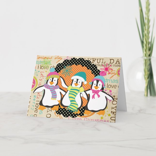 Placa de Cartões de natal para Tipografia e Pingui (Frente)