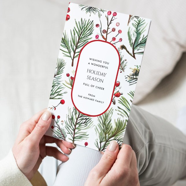 Placa de Cartões de natal Russos Pine e Berries (Criador carregado)