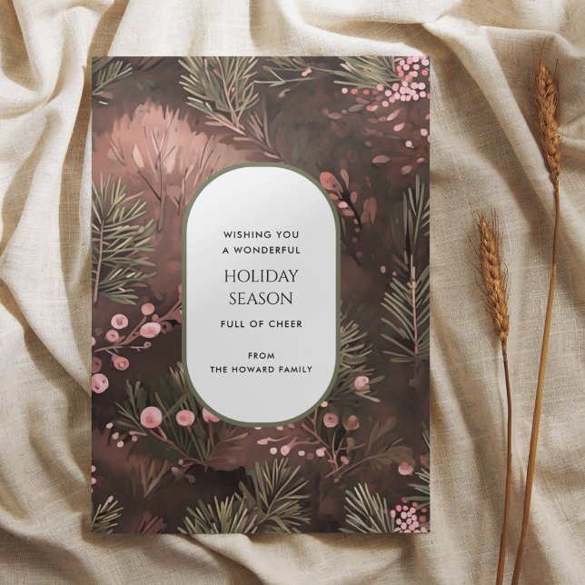 Placa de Cartões de natal Russos Pine e Berries (Criador carregado)