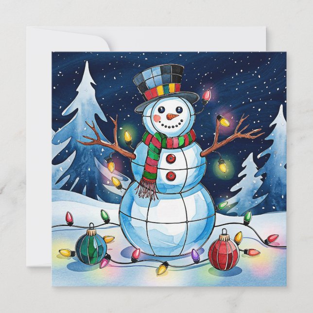 Placa de Cartões de natal Snowman (Frente)