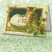Placa de Cartões de natal Vintage Kitten