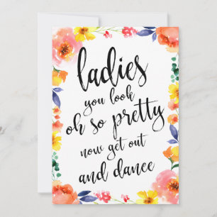 Placa de Casamento de Banheiro Feminino com Flores