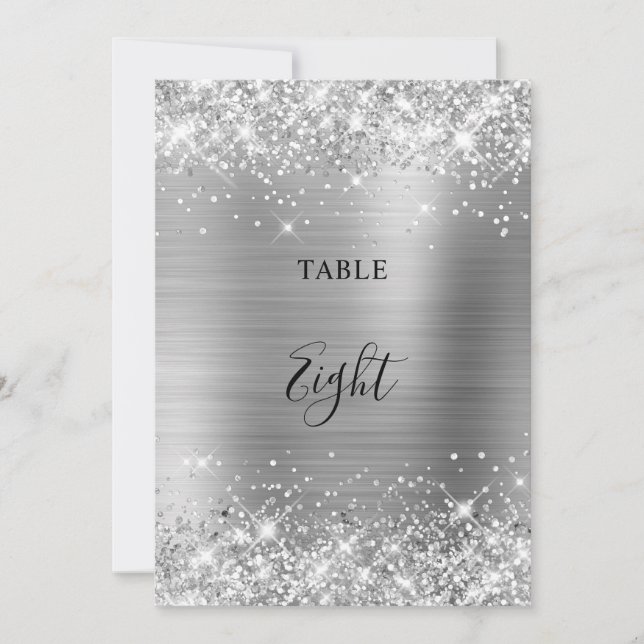 Placa de Casamento de Folha Silver Glittery Foil N (Frente)