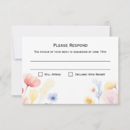 Placa de Casamento de Resposta RSVP Floral