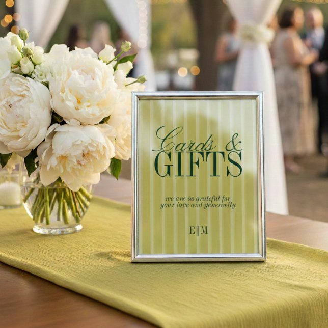 Placa de Casamento Elegante Chartreuse para Cartõe (*AI Generated Mockup Of Elegant Chartreuse Cards and Gifts Wedding Sign
)