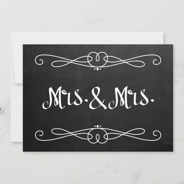 Placa de Casamento Estilo Quadro Negro "Sra. e Sra (Frente)