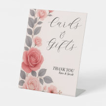 Placa de Casamento Floral de Rosa Blush - Sinal de