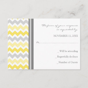 Placa de Casamento RSVP Chevron Amarelo da cinza