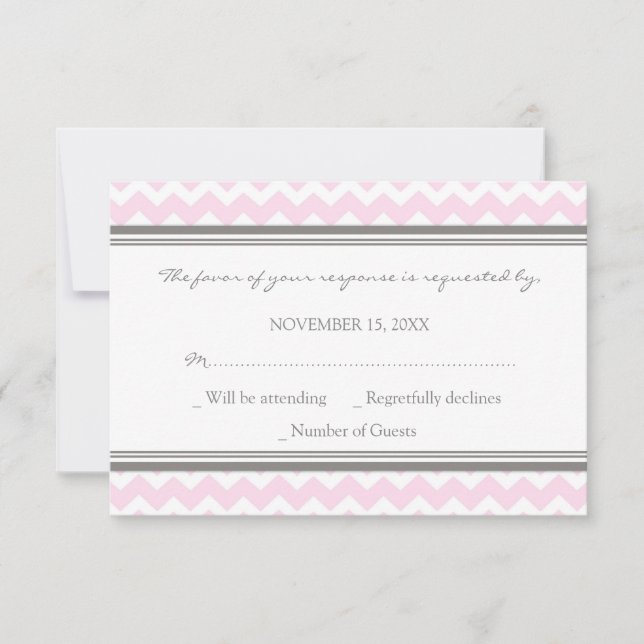 Placa de Casamento RSVP Chevron Rosa cinza (Frente)